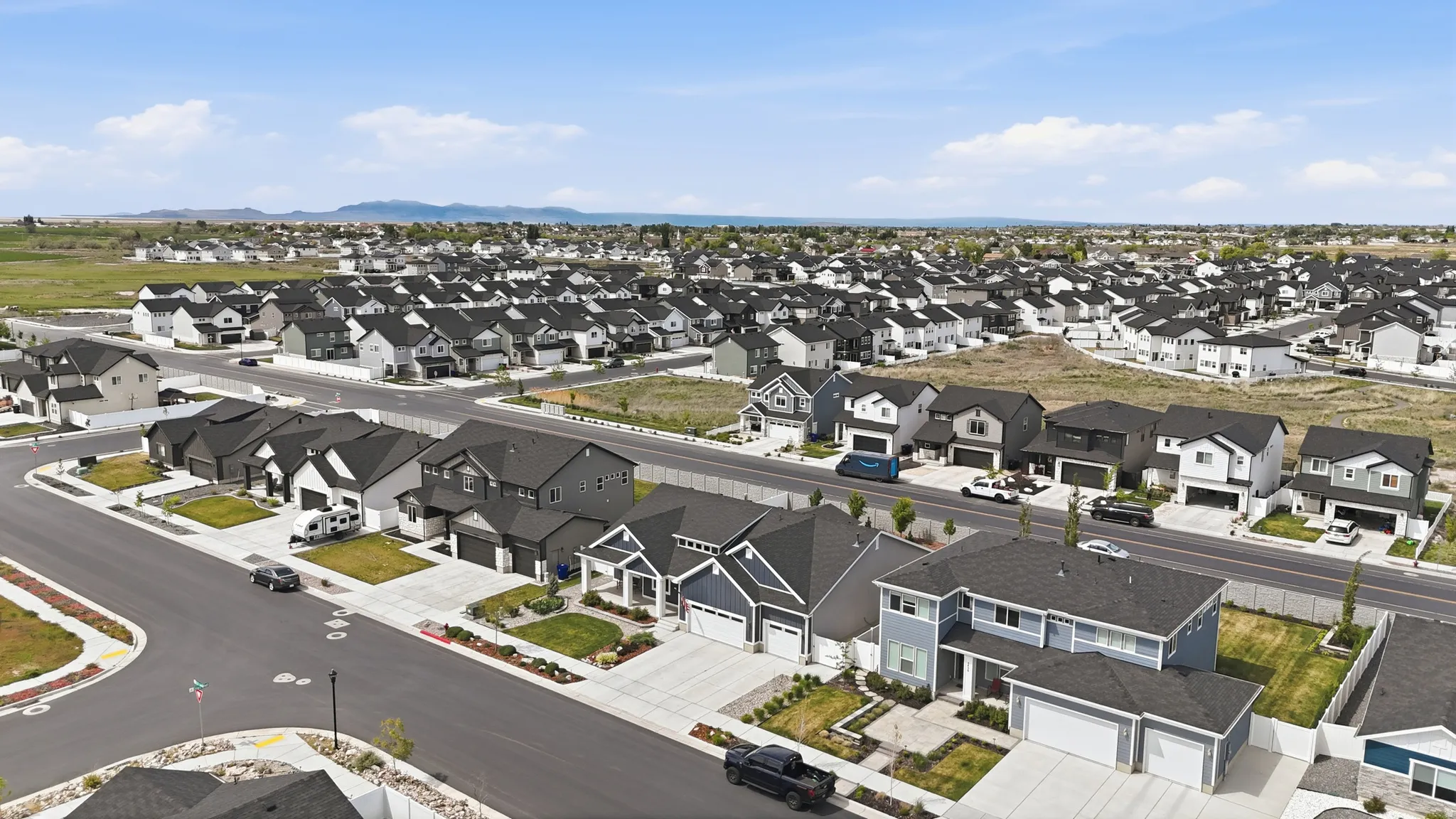 Aerial view of residential area
