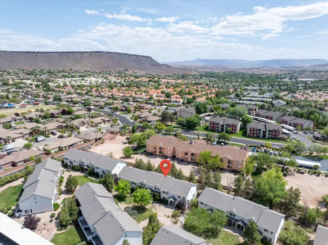 Aerial view of a mountain backdrop