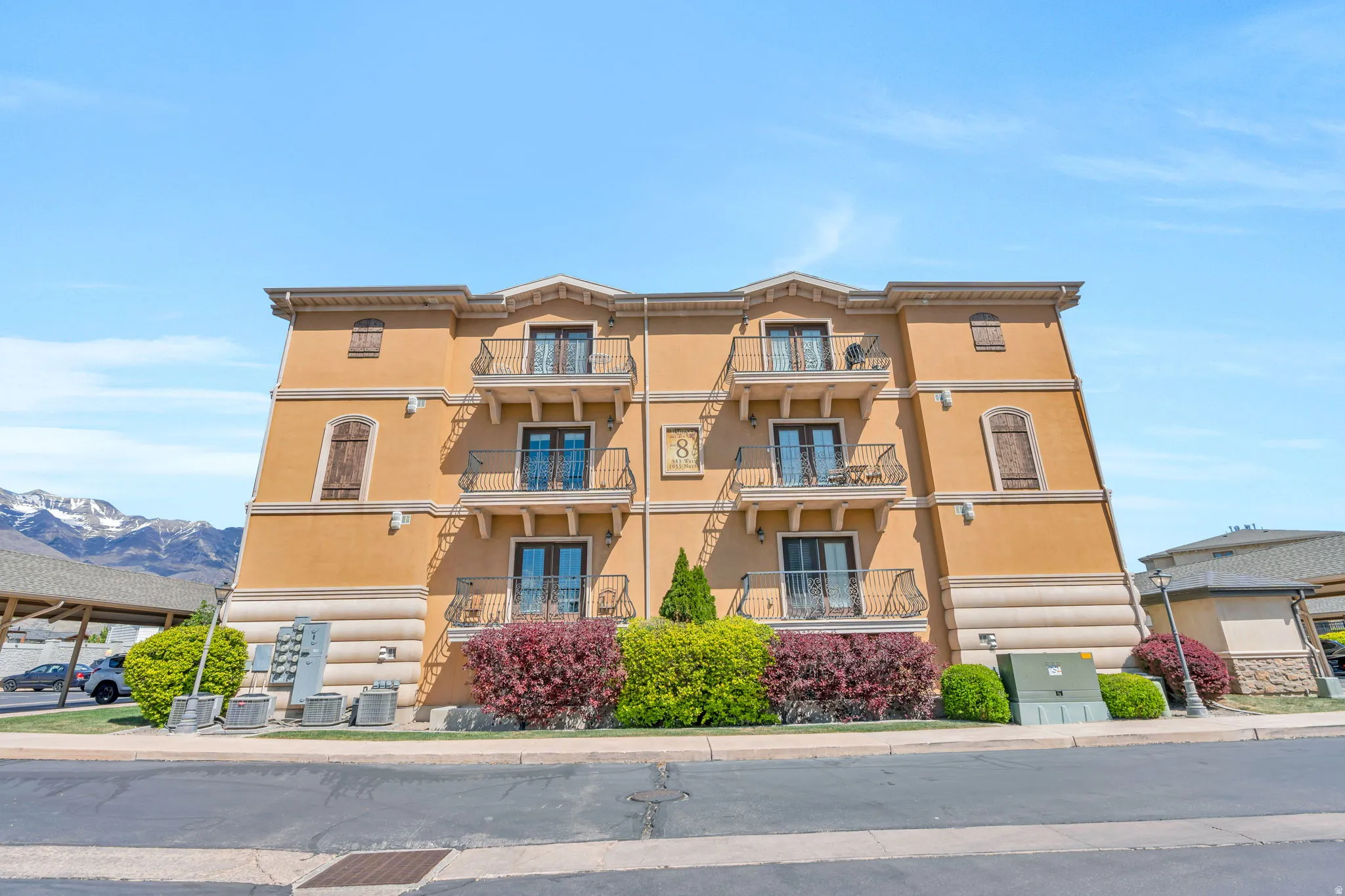 View of apartment building / complex with a mountain view