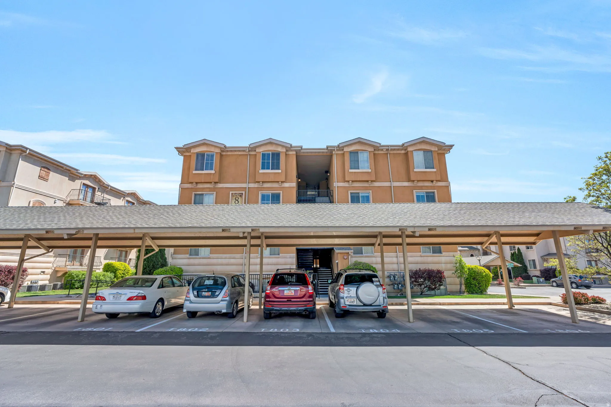 View of covered parking lot
