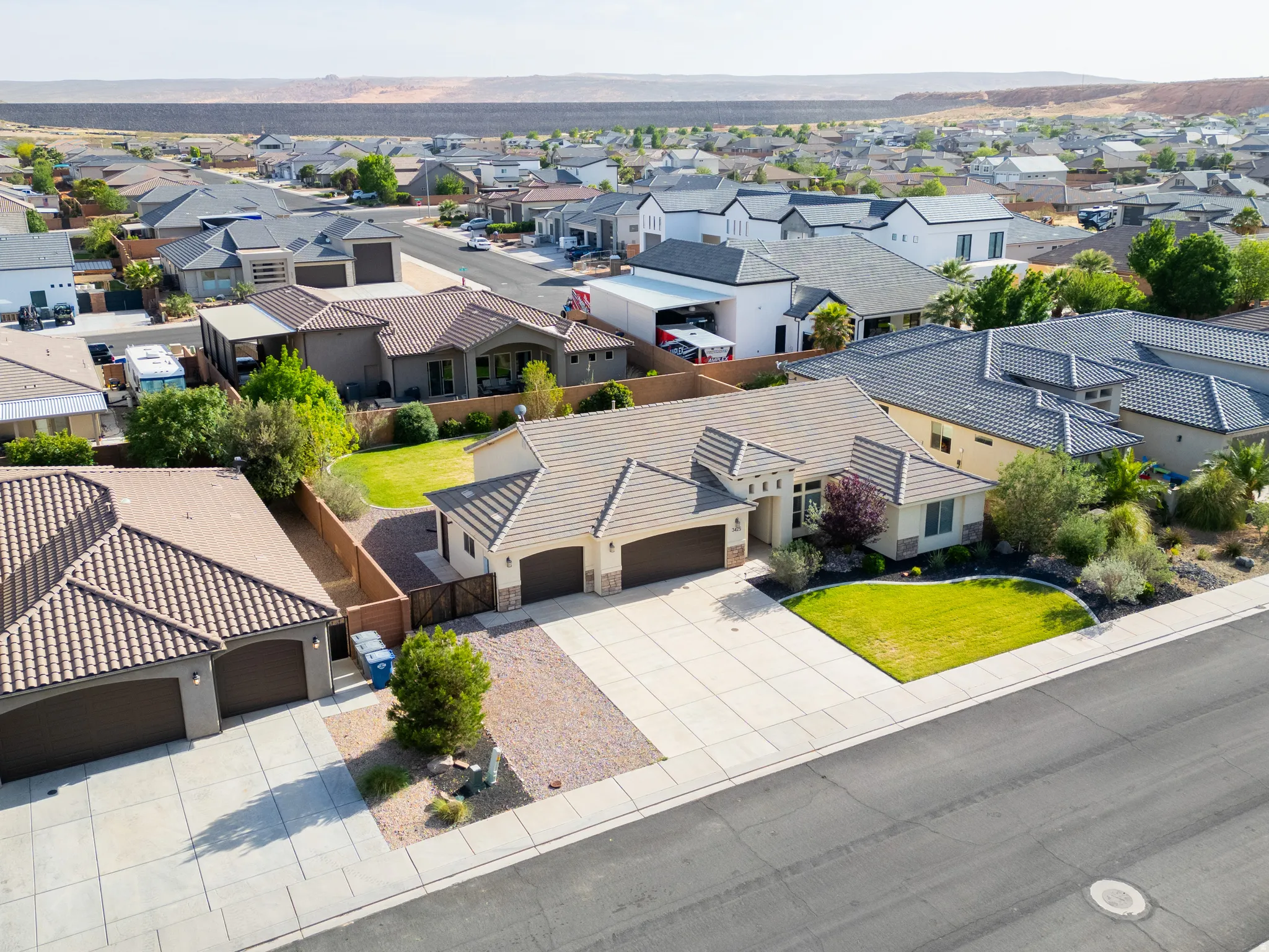 Aerial perspective of suburban area