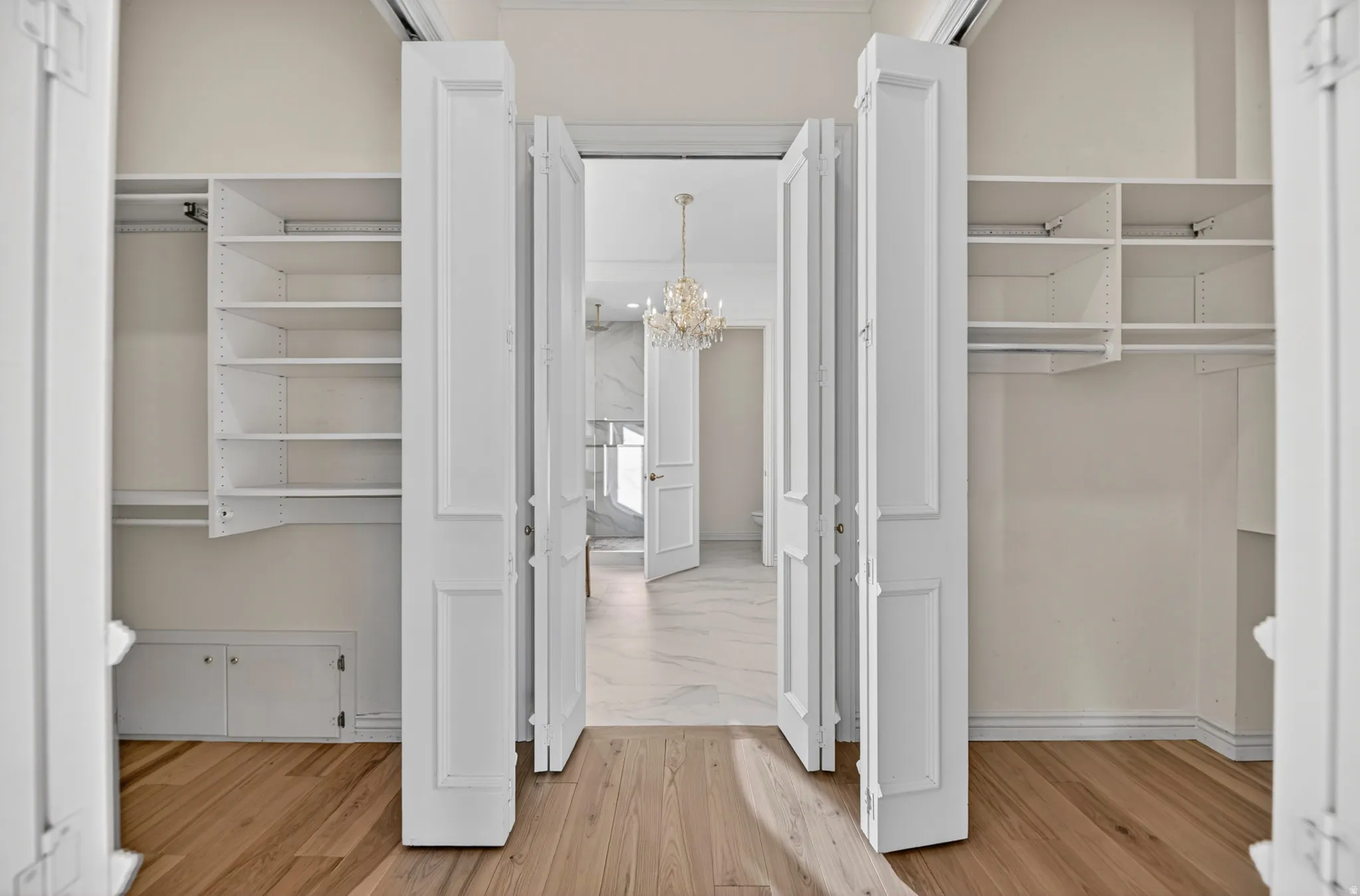 View of primary closets