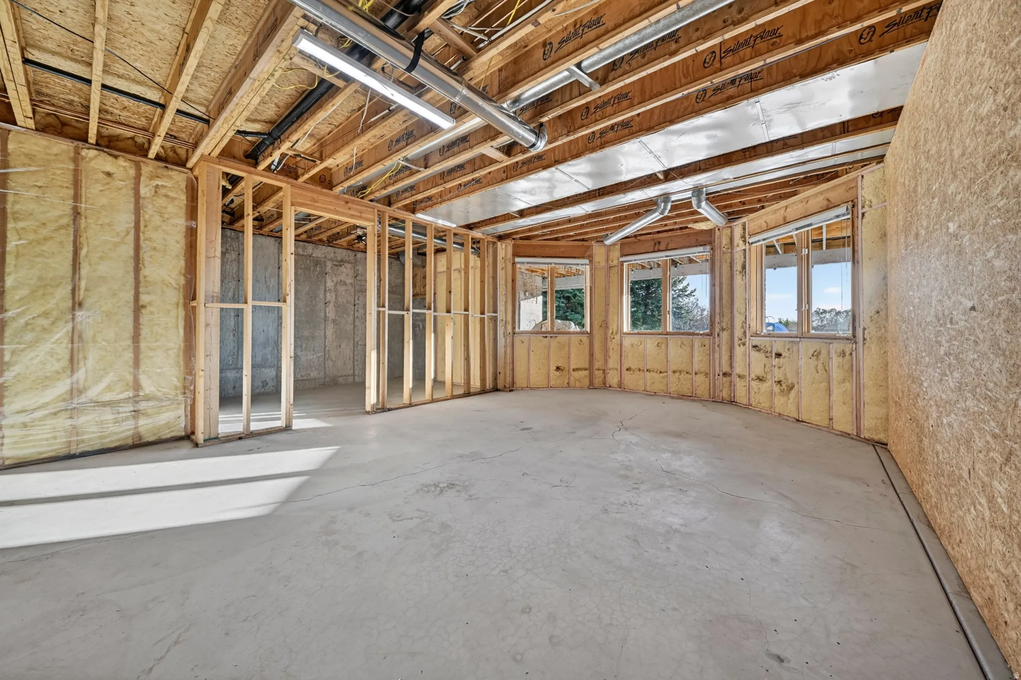 Basement room with concrete floors