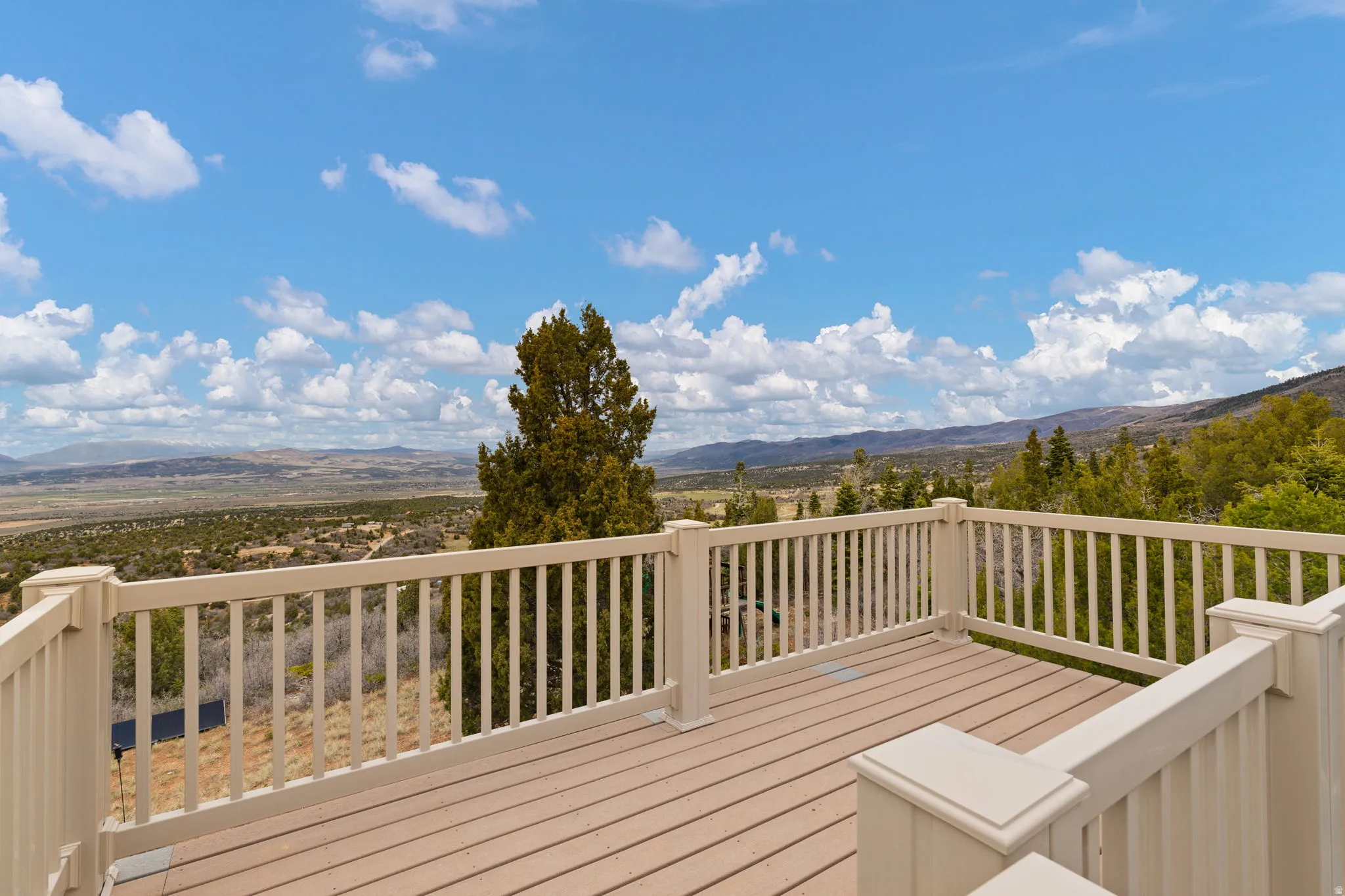 Deck featuring a mountain view