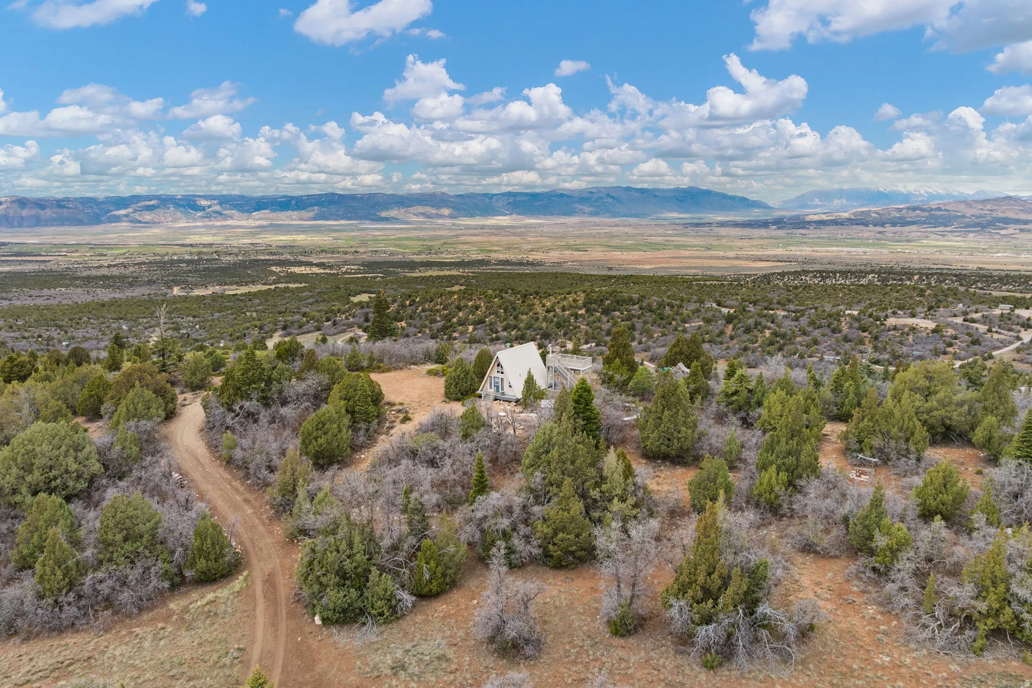 Aerial view of sparsely populated area featuring mountains