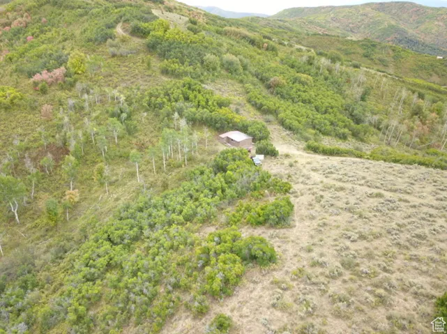 Aerial view of a mountain backdrop