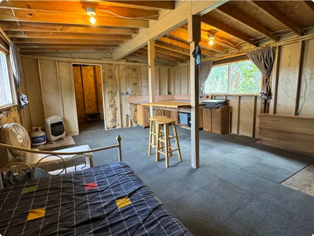 Basement with heating unit