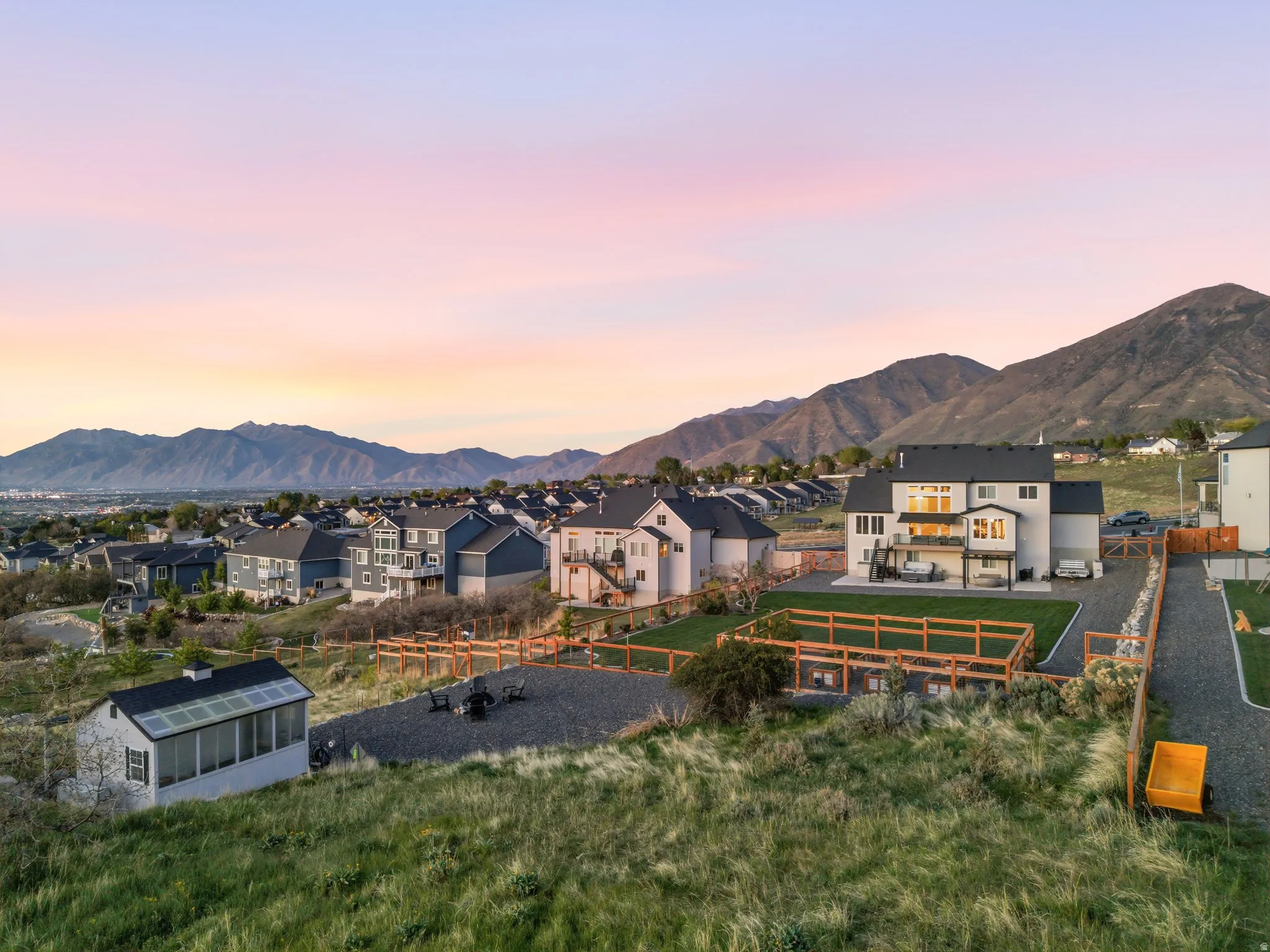 Mountain view with nearby suburban area