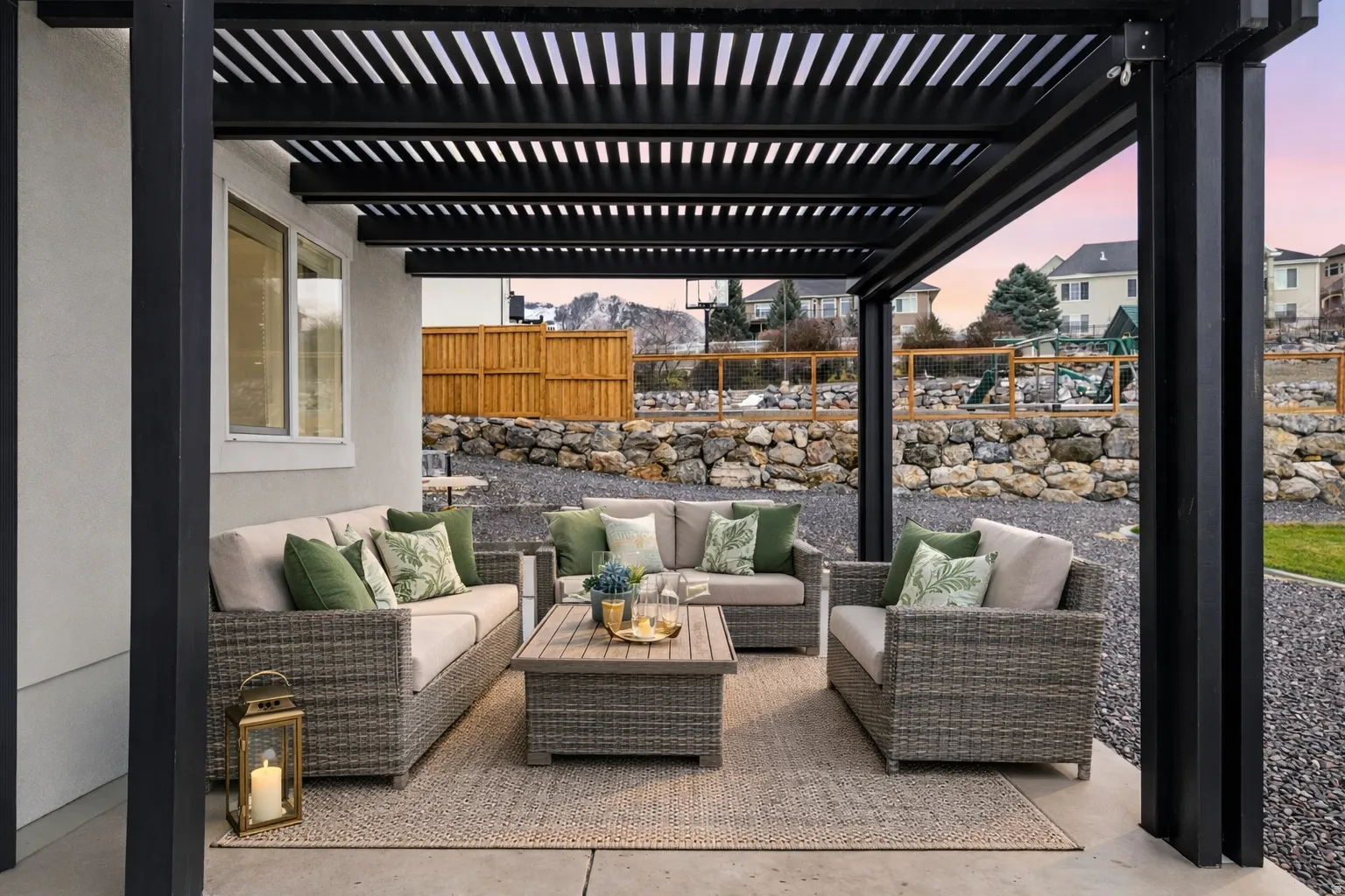 Covered patio area.
