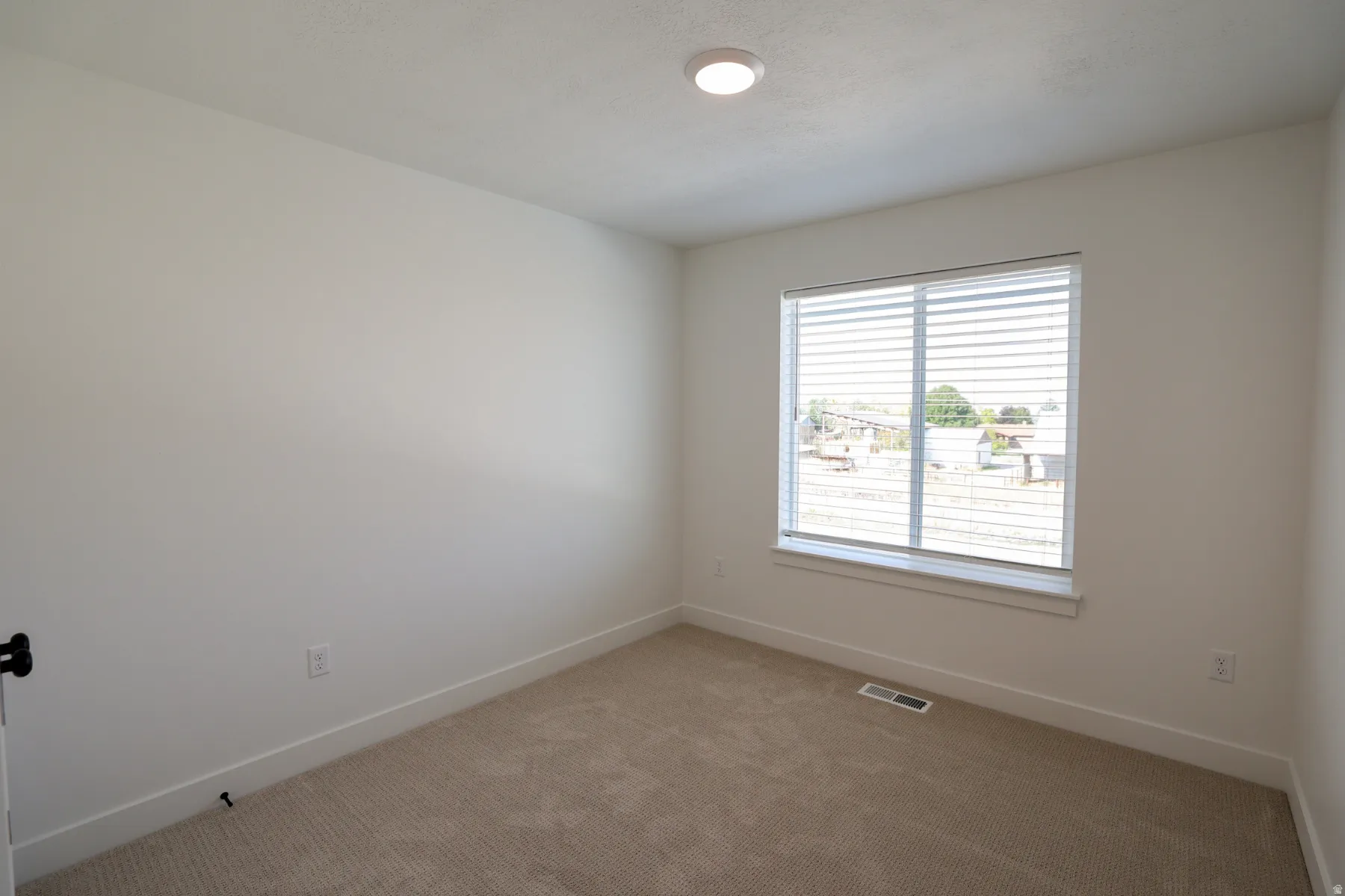 Carpeted empty room with baseboards