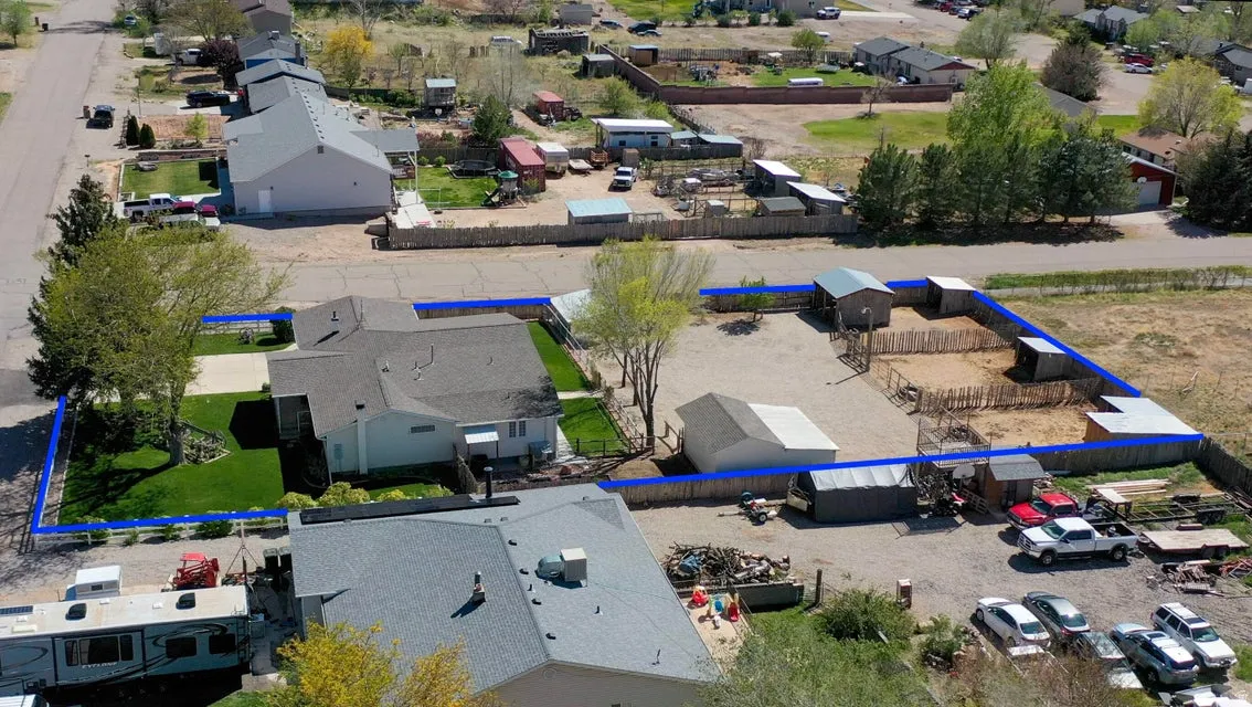 Aerial perspective of suburban area