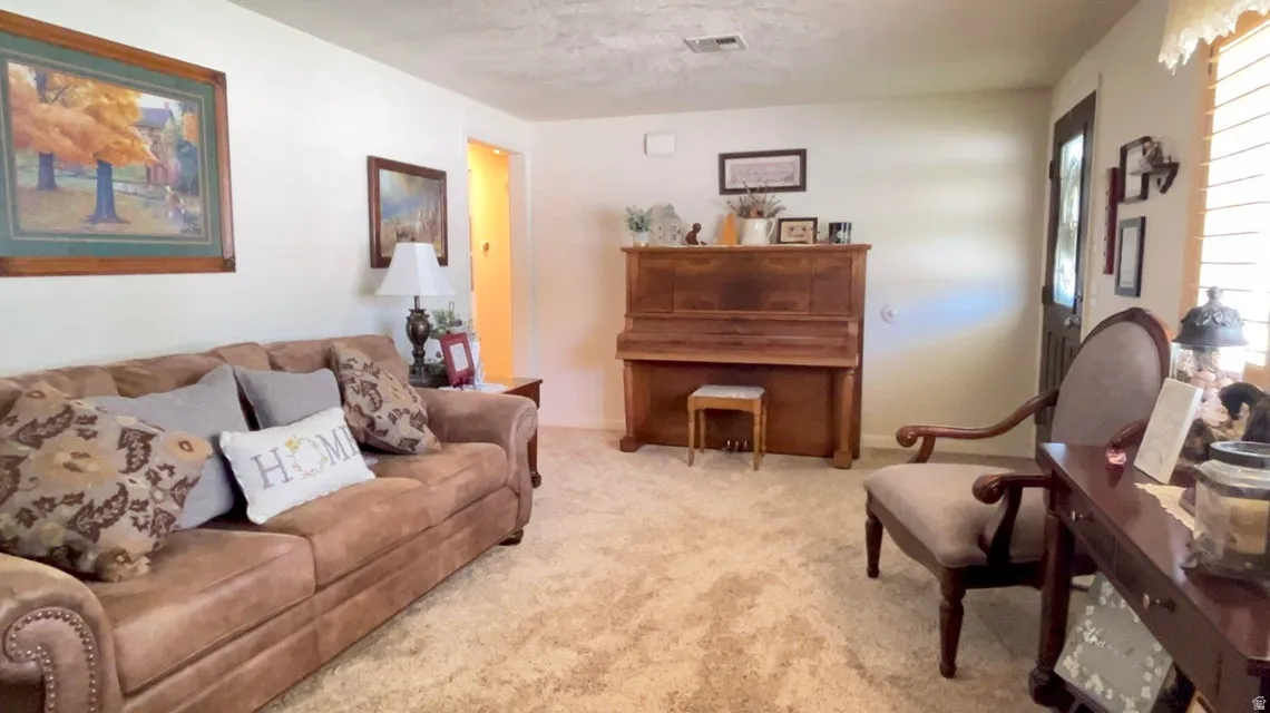 View of carpeted living area