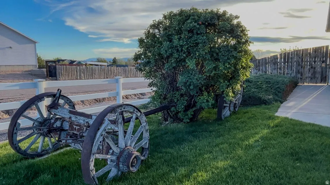 View of fenced backyard
