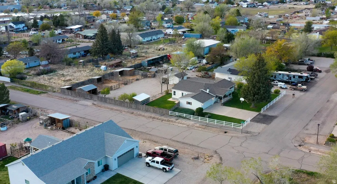 Aerial perspective of suburban area