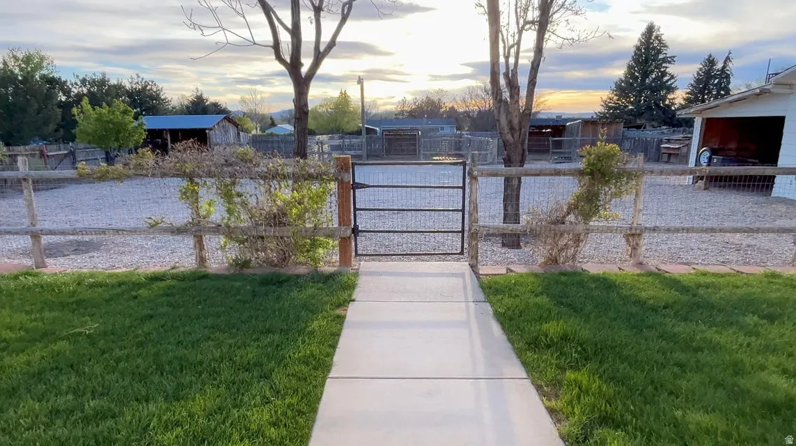 View of gate at dusk