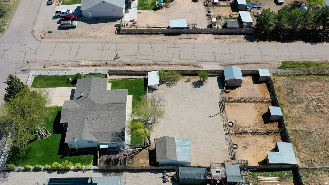 Aerial perspective of suburban area