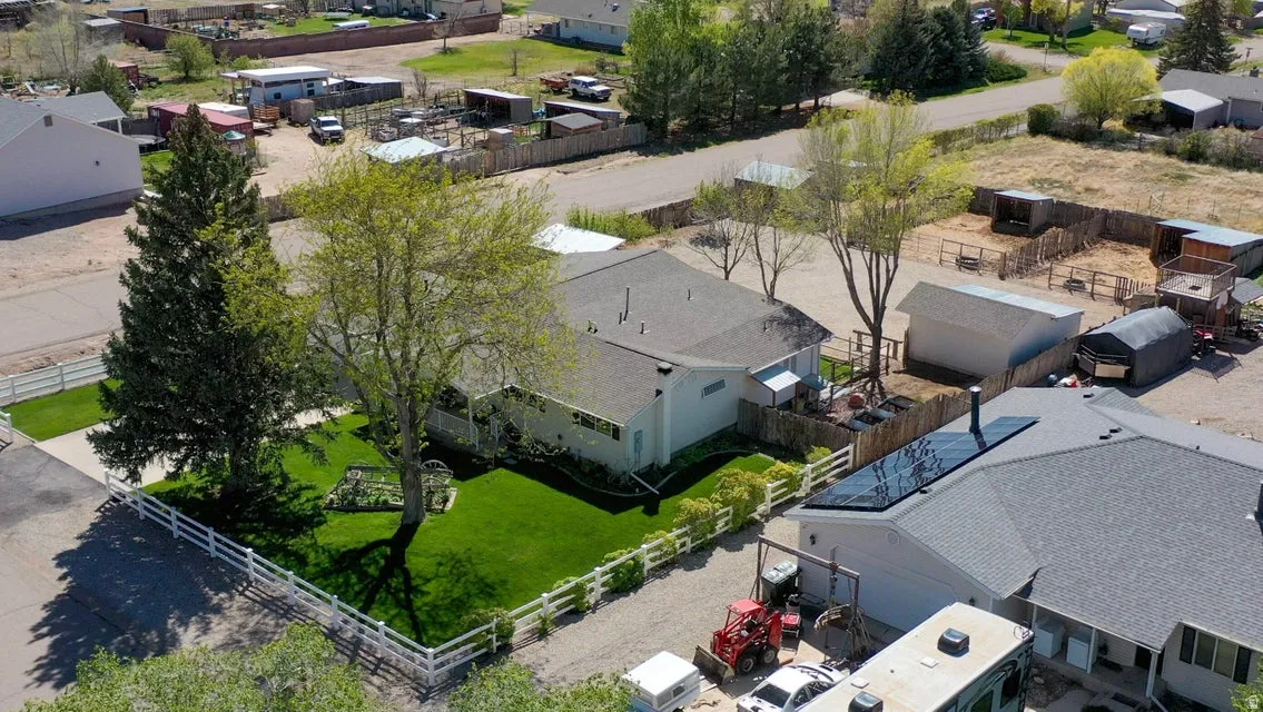 Aerial perspective of suburban area
