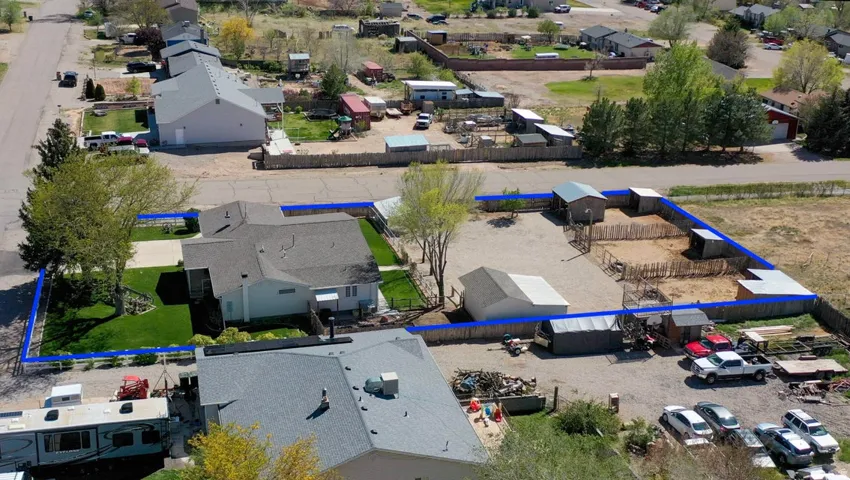 Aerial perspective of suburban area
