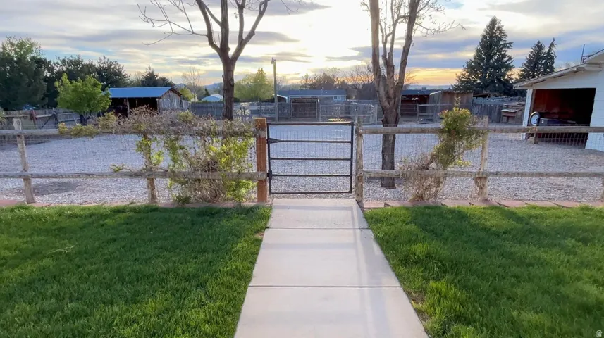 View of gate at dusk