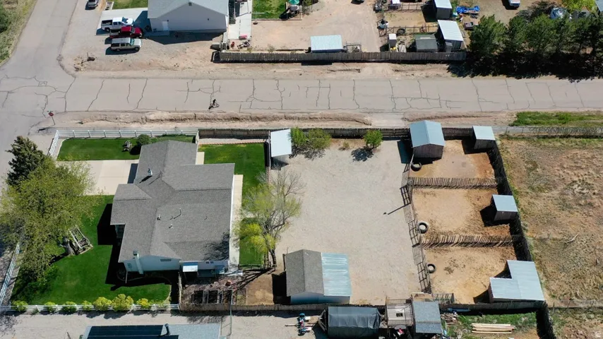 Aerial perspective of suburban area