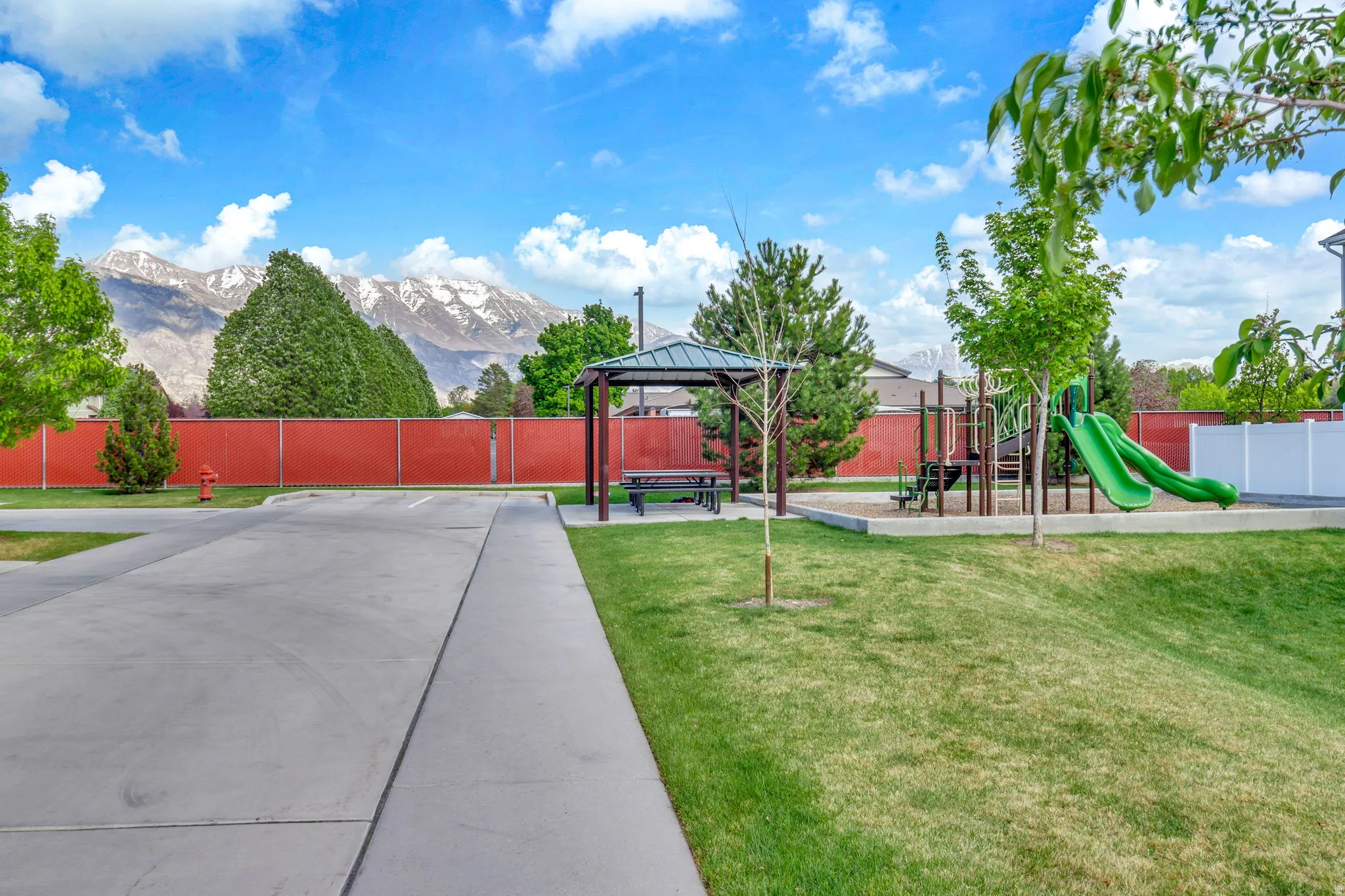 View of yard with a gazebo and a mountain view