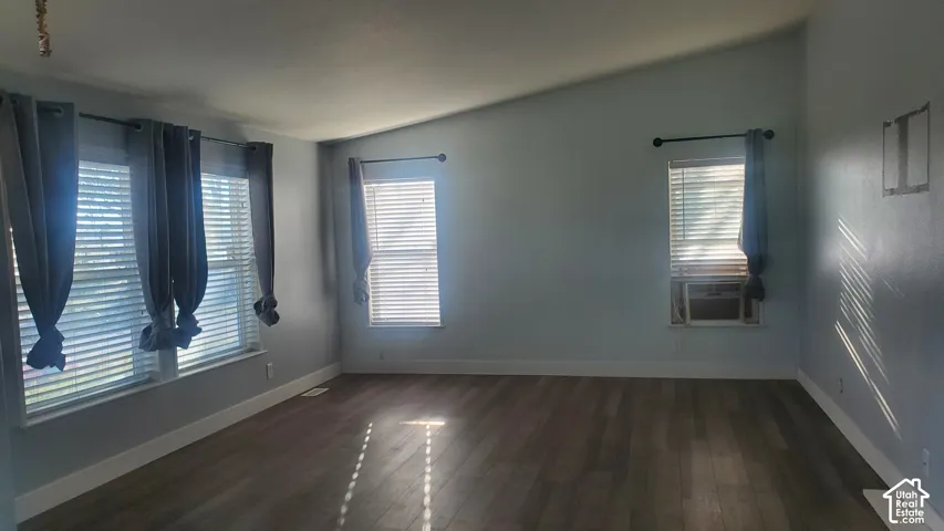 Vaulted ceiling with wood-finish flooring