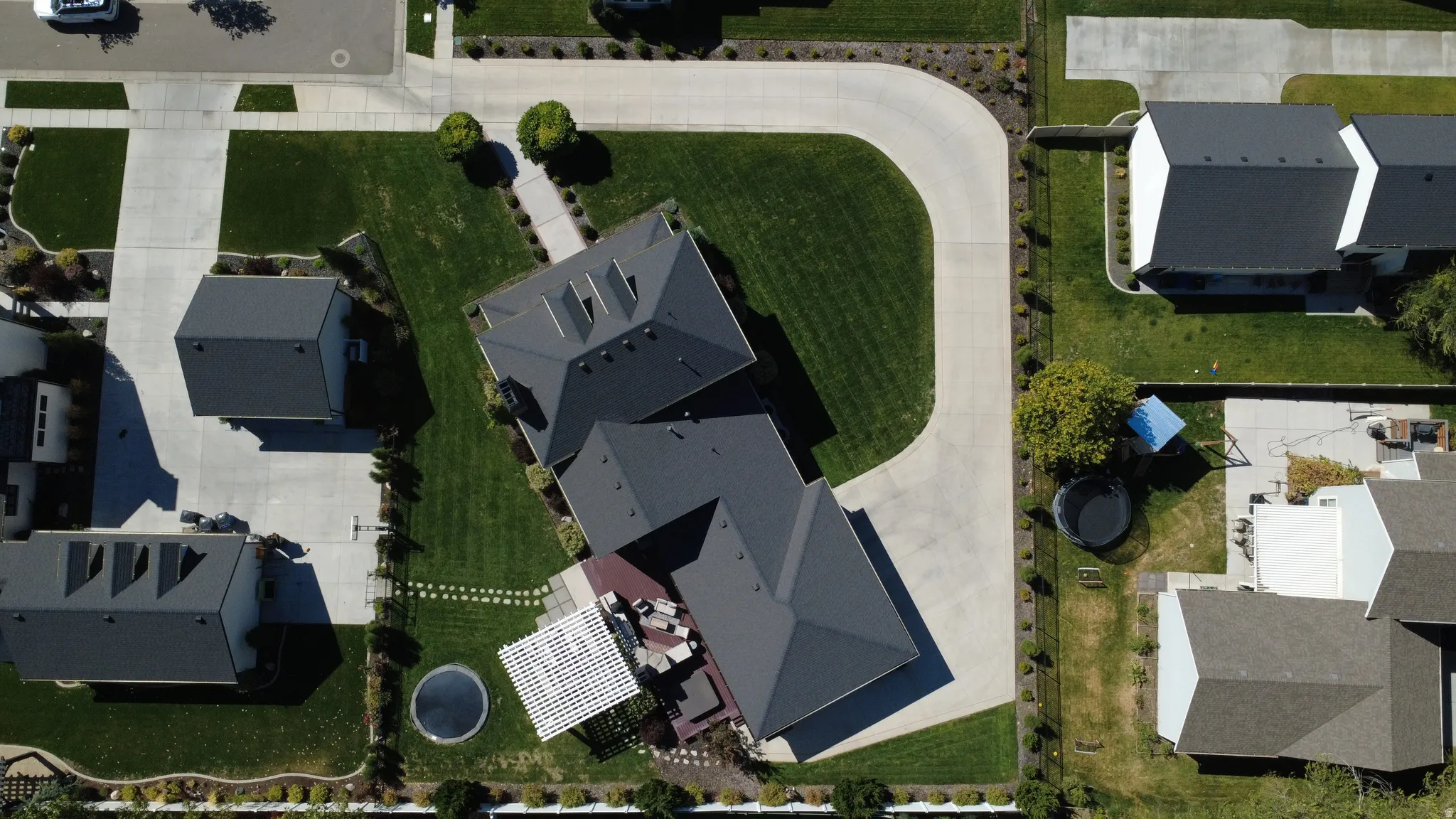 Aerial perspective of suburban area