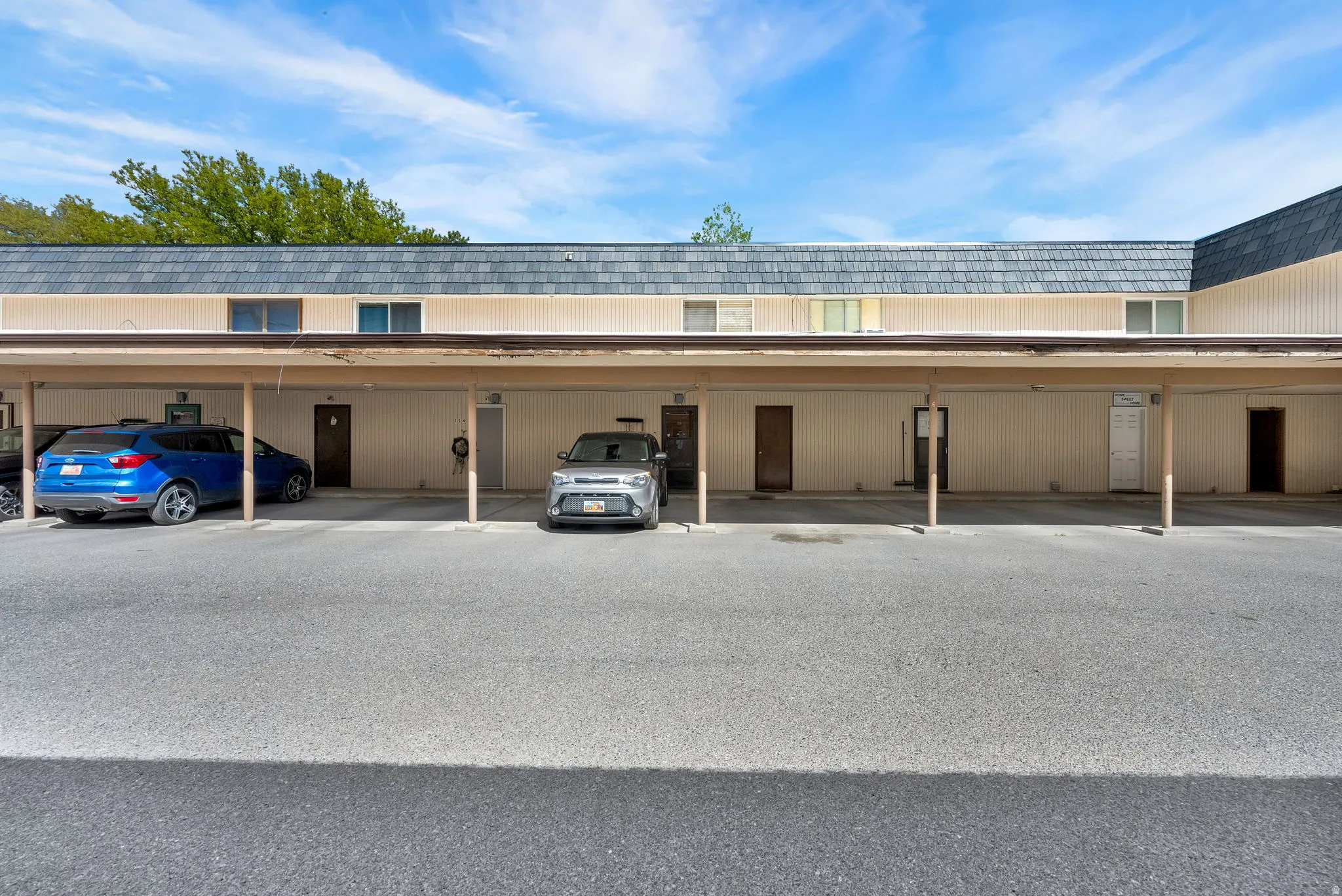 View of covered parking lot