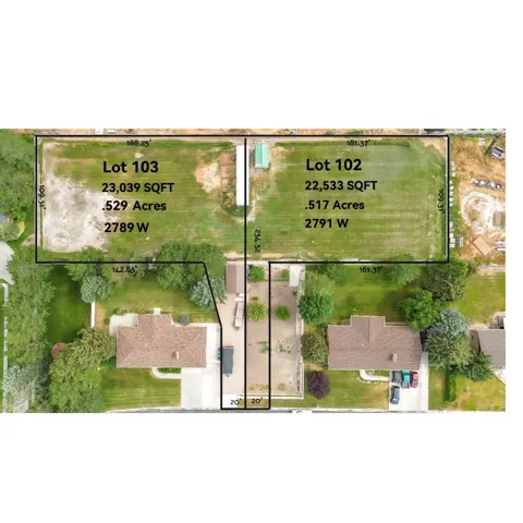 Lot 102 plan showing adjacent lot 103 to the east.