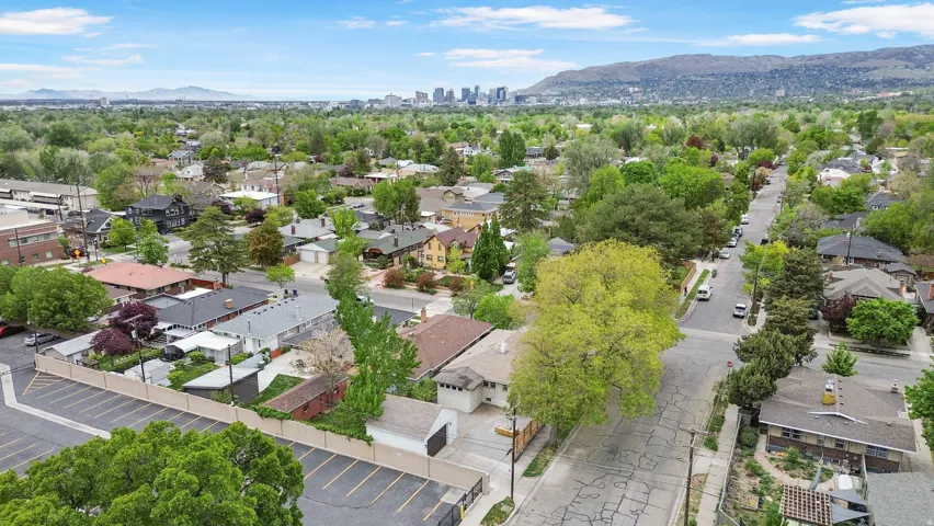 Drone / aerial view of a mountain backdrop