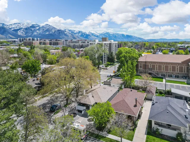 Bird's eye view of a mountain backdrop