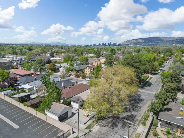 View of urban area with a mountainous background