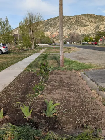 View of yard with a mountain view