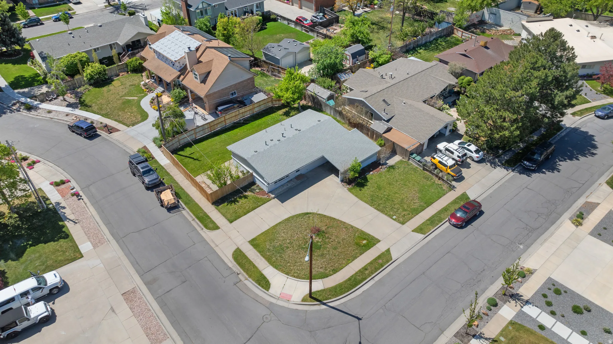 Aerial perspective of suburban area