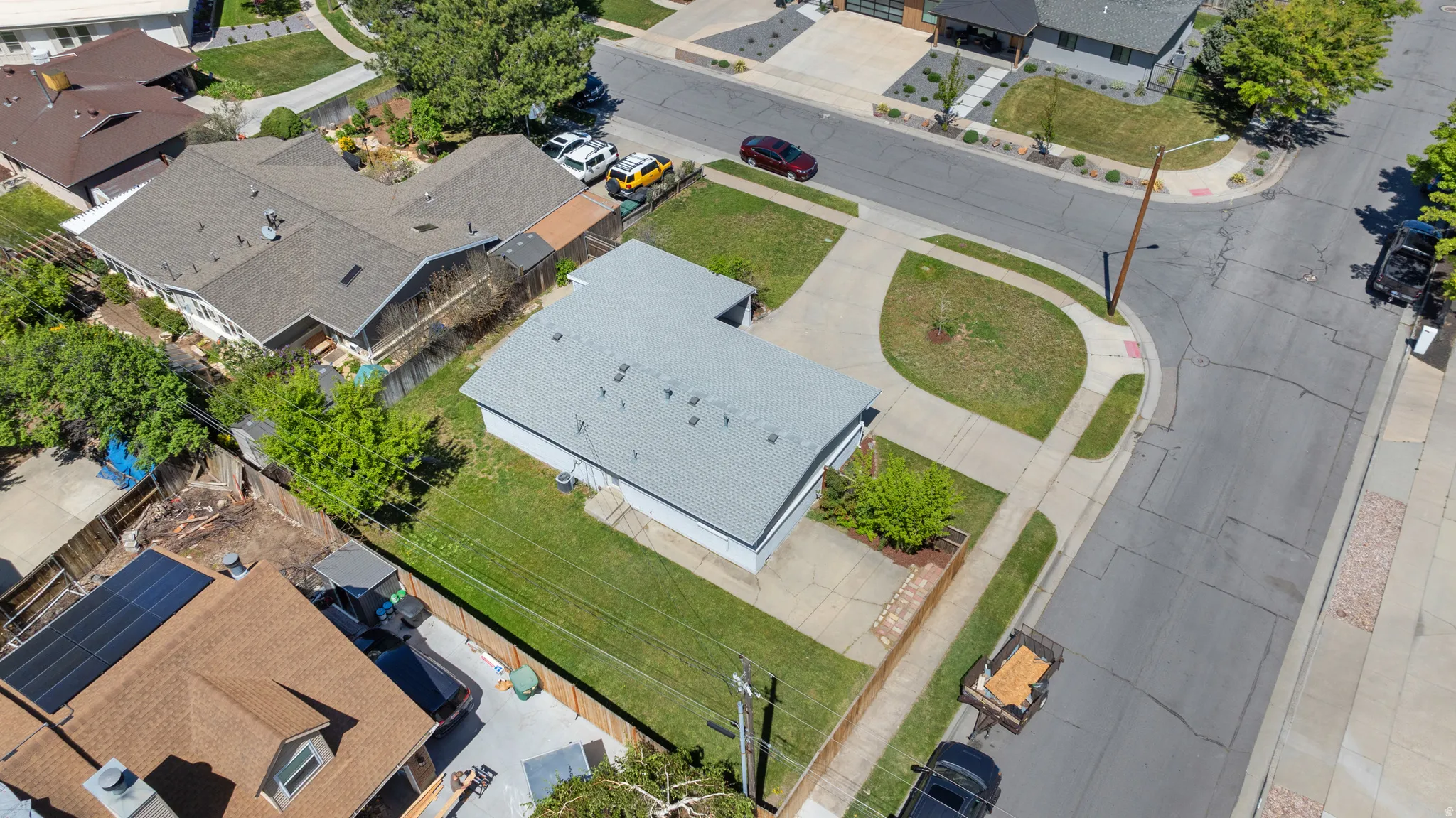 Aerial perspective of suburban area
