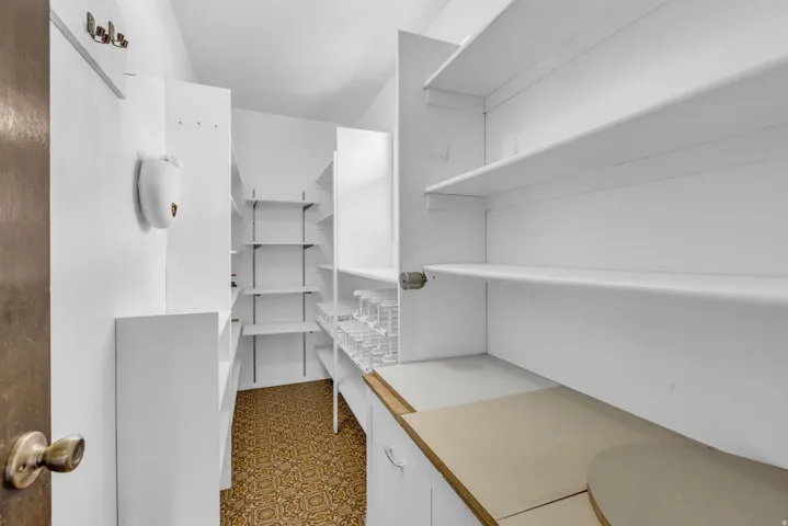 Walk in closet with light floors
