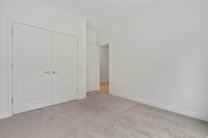 Neutral tone walls and light gray carpet create a versatile canvas