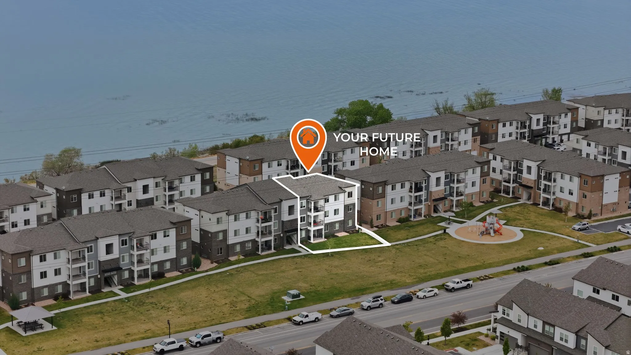 Aerial perspective of suburban area