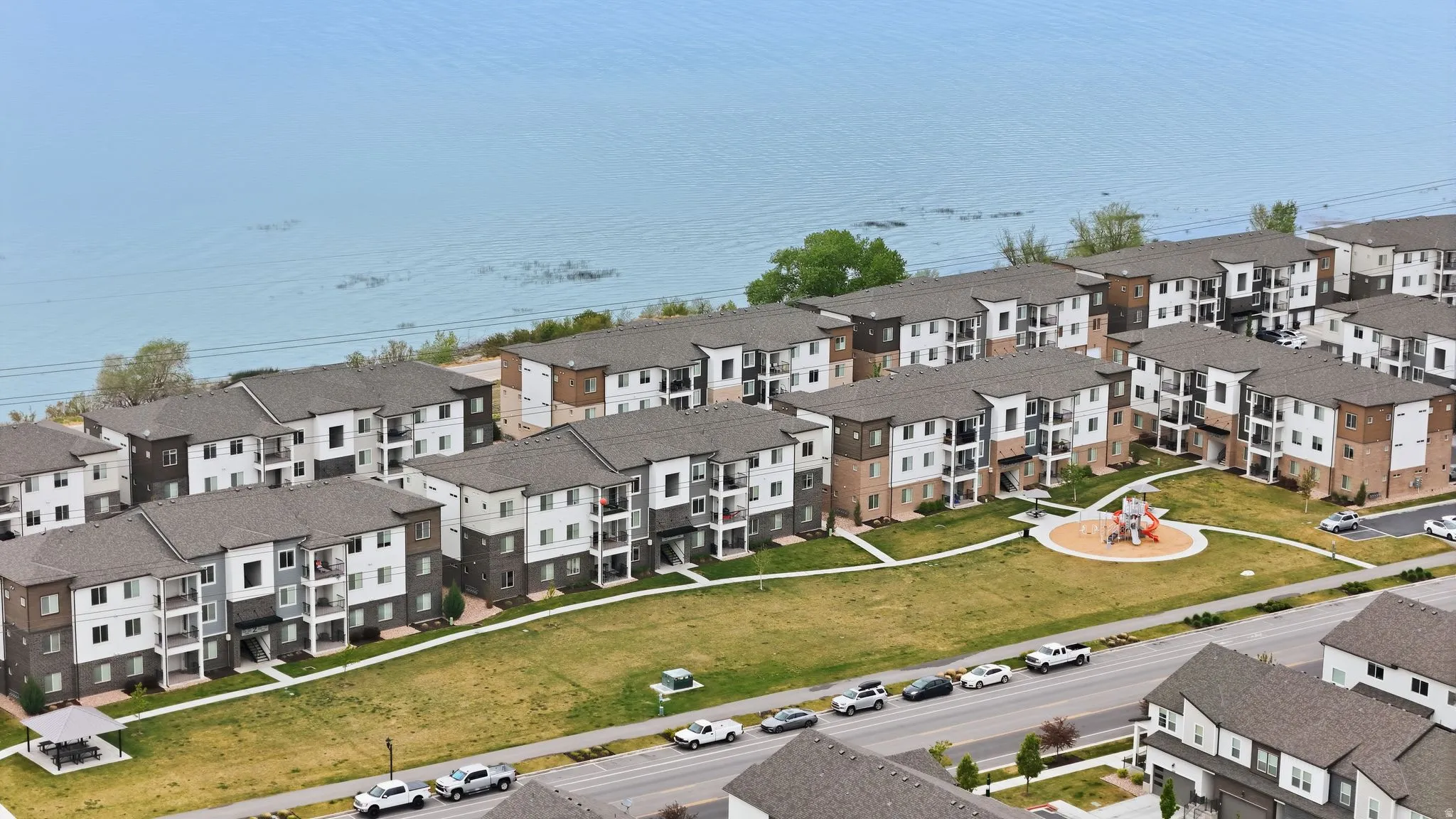 Aerial view of residential area