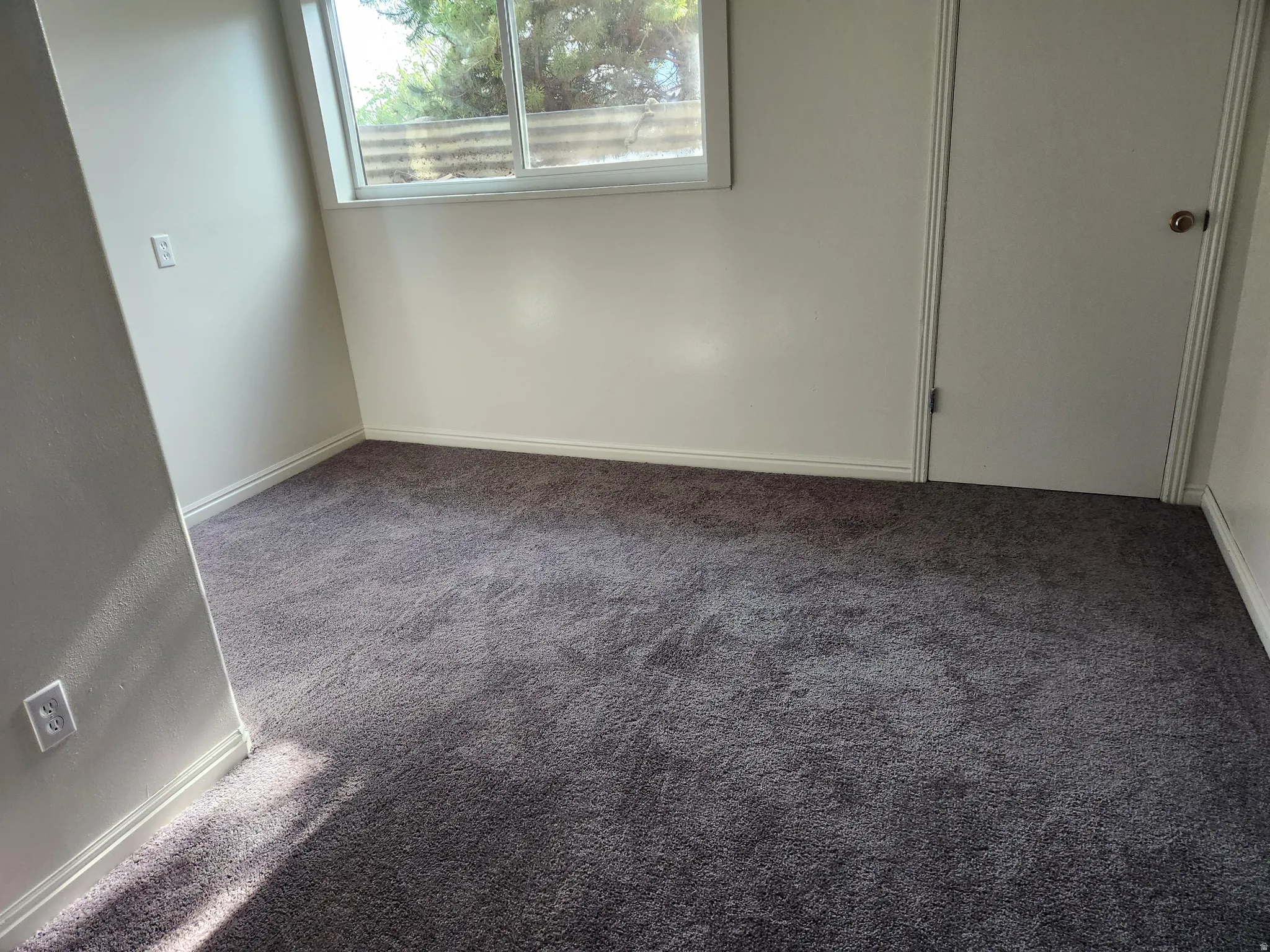 Unfurnished bedroom with baseboards and carpet floors
