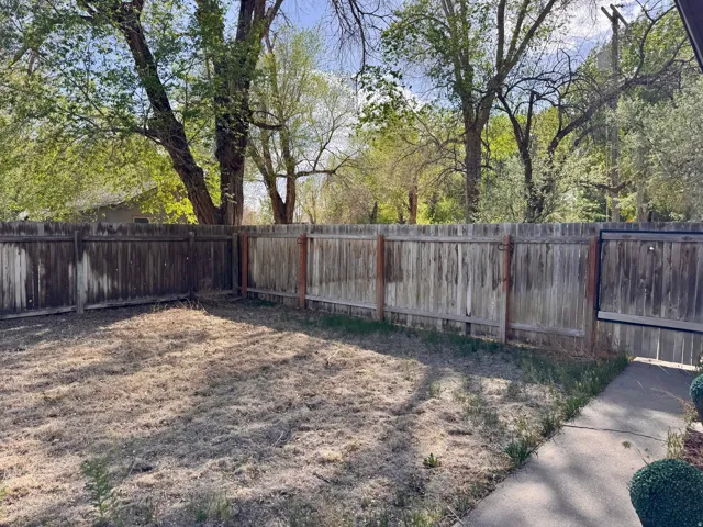 View of fenced backyard