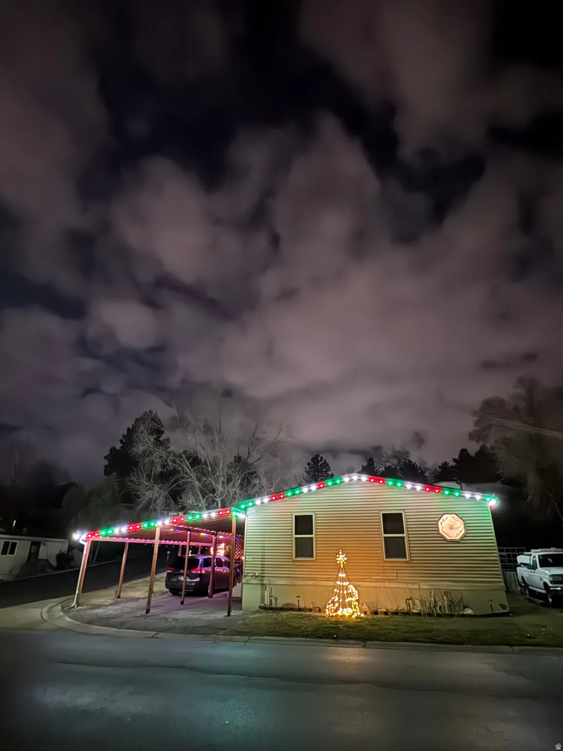 View of property at night