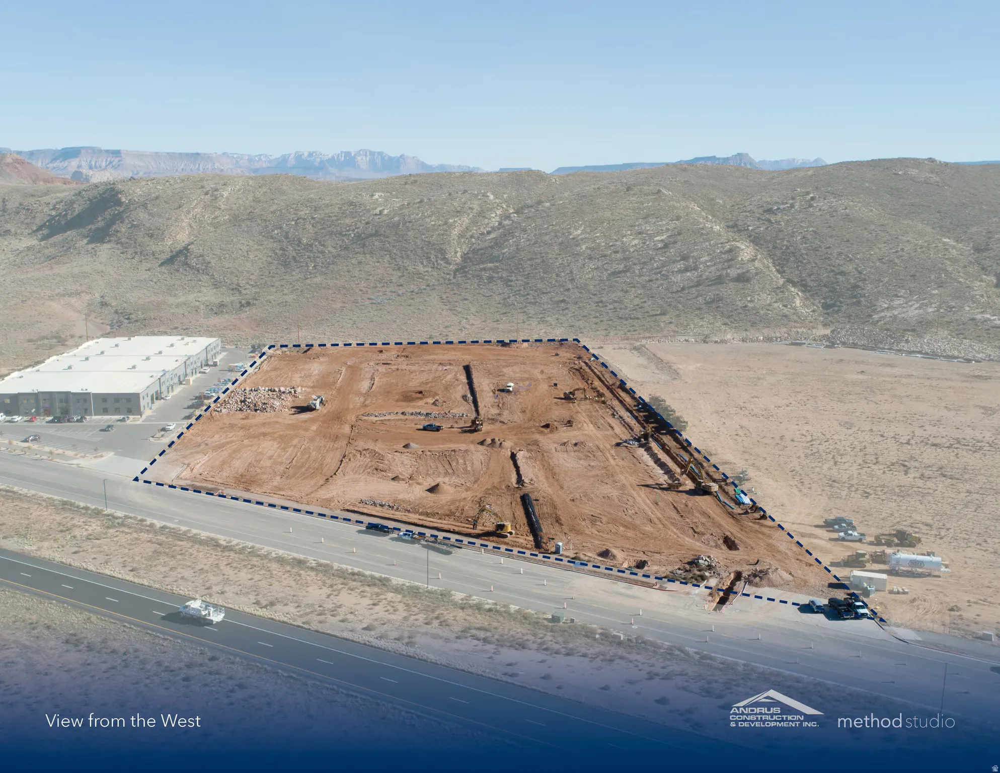 Aerial view of the entire park - lines are approximate