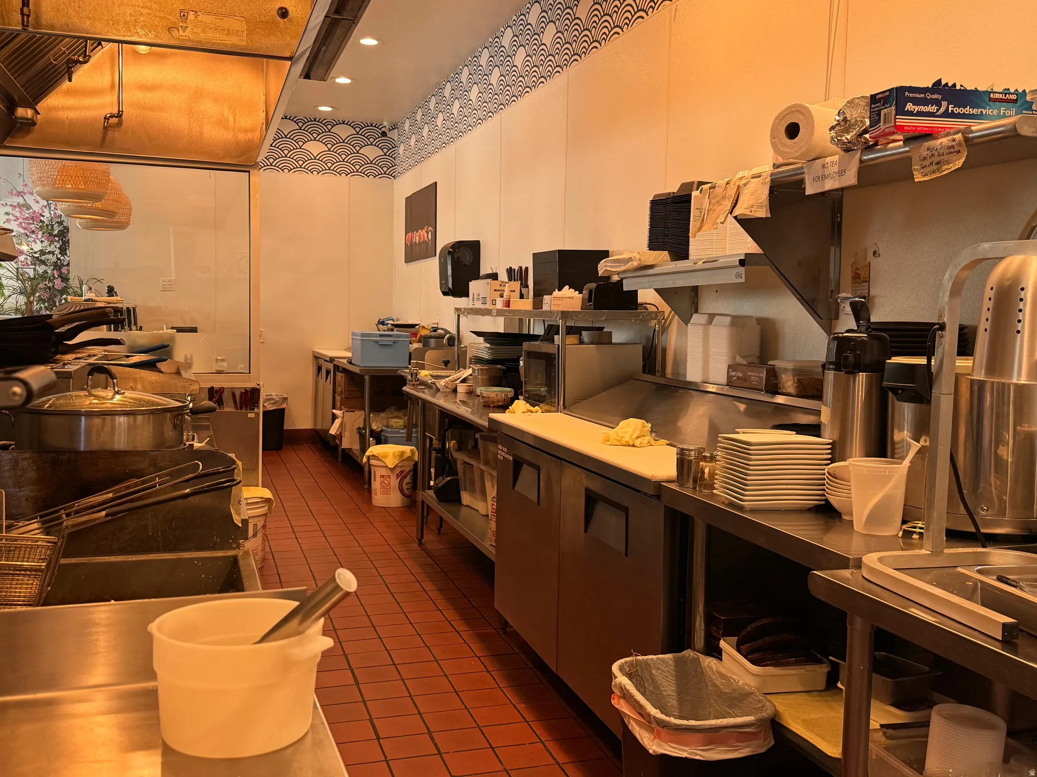 Kitchen with recessed lighting