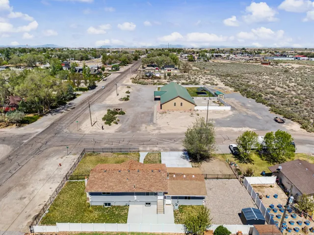 Aerial perspective of suburban area