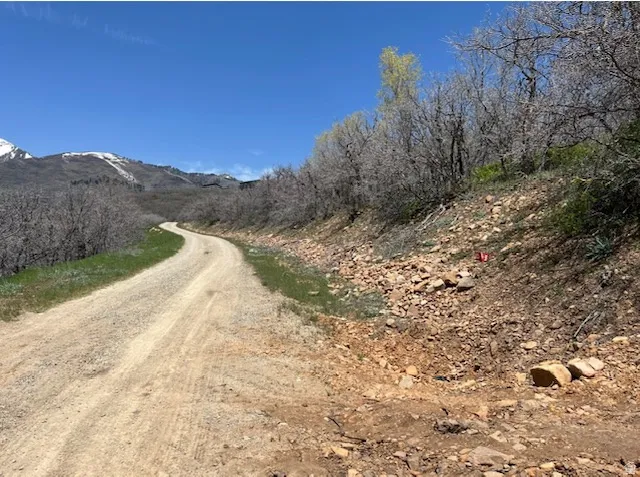 View of dirt / gravel road with a mountain view