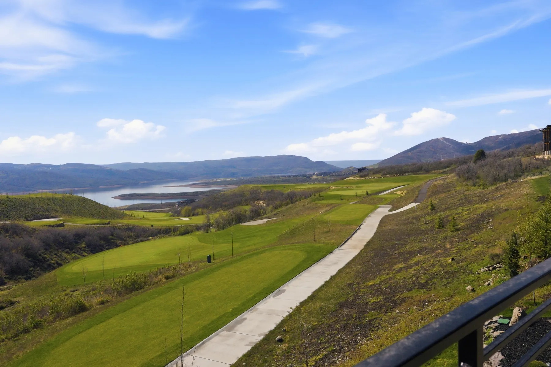 View of mountain background featuring a large body of water