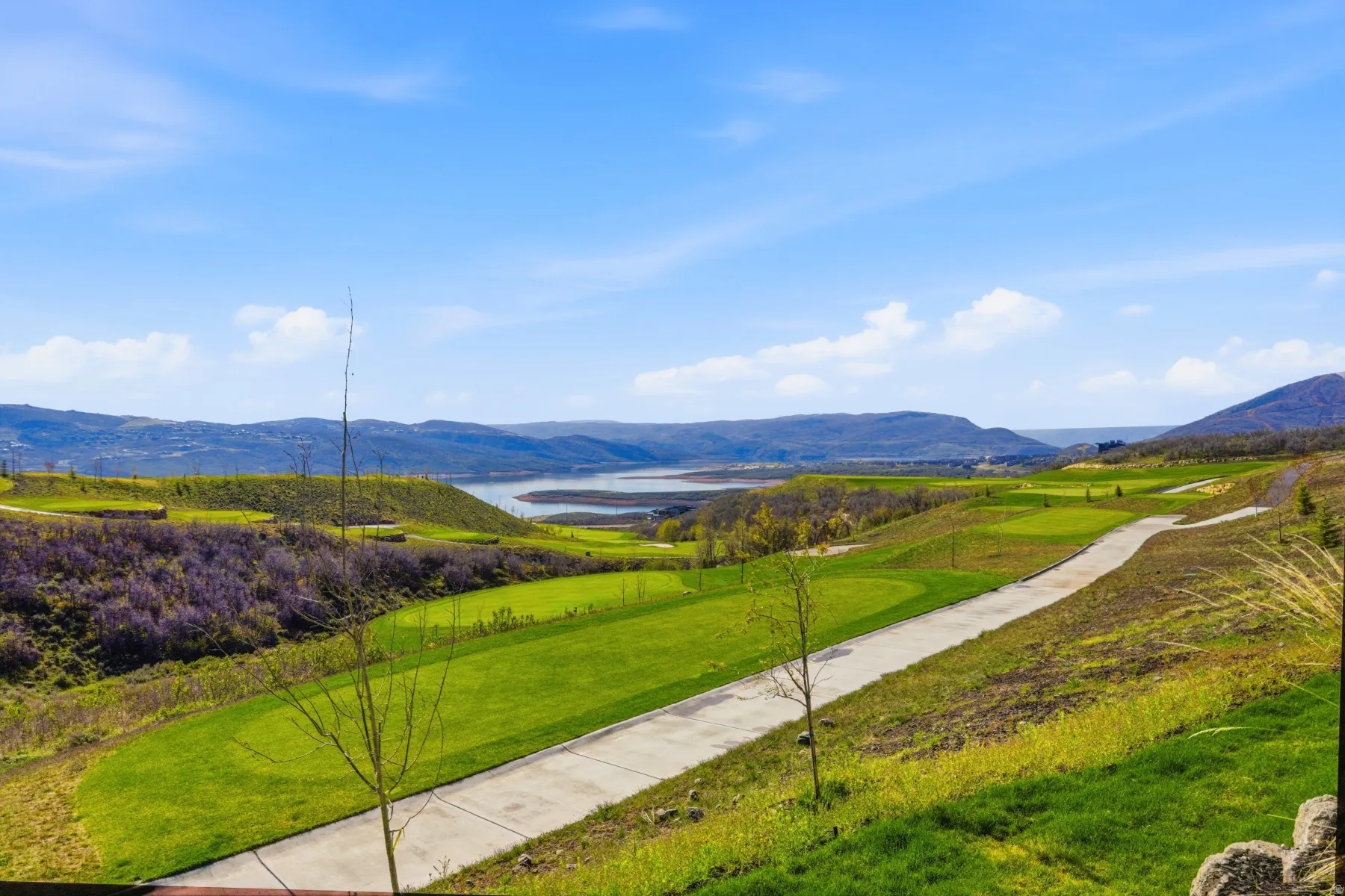 View of mountain background with a nearby body of water