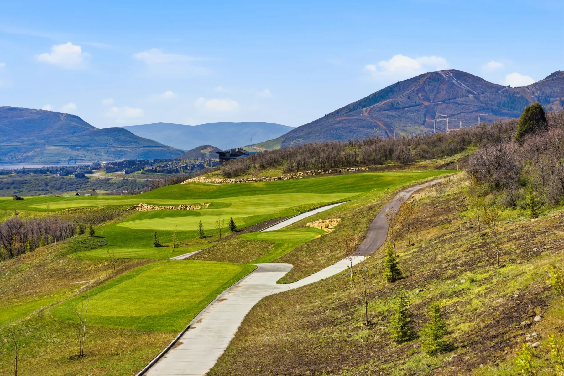 Mountain view with a golf course