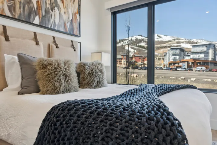 Bedroom featuring a mountain view